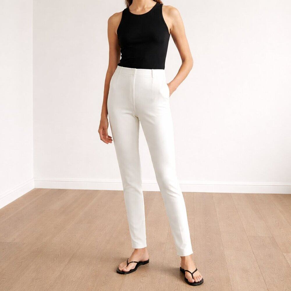 The Row Slim White Pull-On Pants Side Zip Silk-Lined Size M